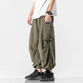 Calças Cargo Largas Y2k 100% Algodão Joggers Streetwear Tornozelo Comprimento Casual Harém Calças Longas Homens Perna Larga Tamanho Grande 2023 Novo