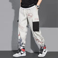 Streetwear Homens Corredores Calças de Moletom Imprimir Preto Branco Calças Cargo Techwear Harém Calças Tornozelo Comprimento Calças Esporte Casual Corrida