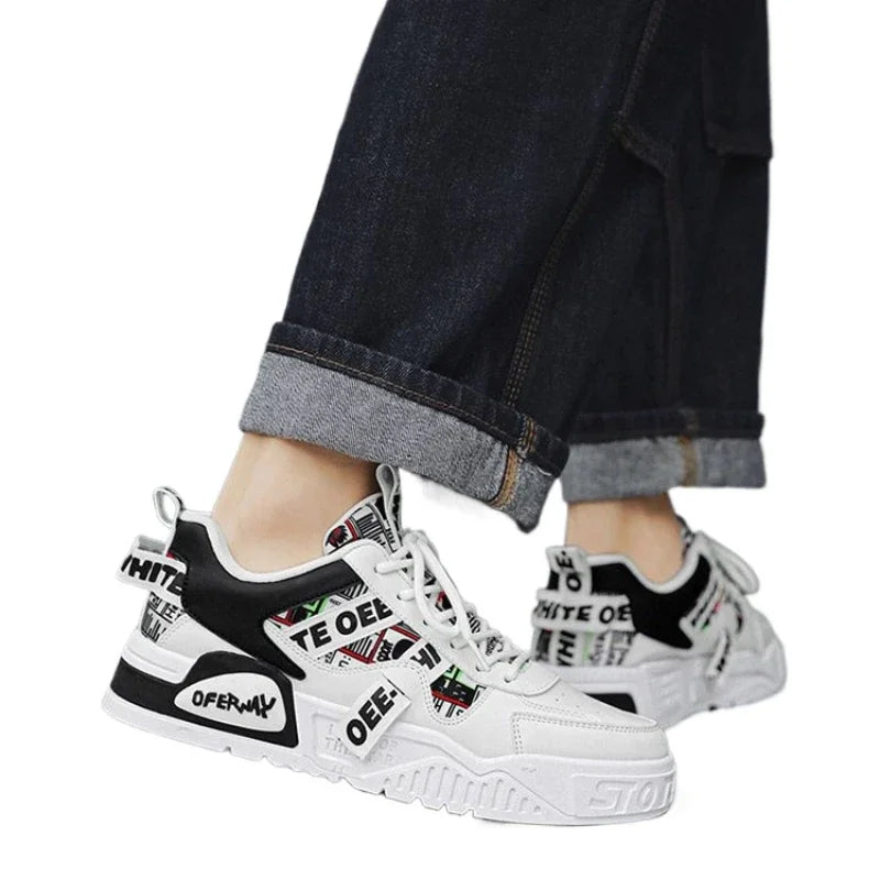 Tênis Masculino Casual Esportivo – Couro Premium | Skate, Corrida e Estilo Outdoor