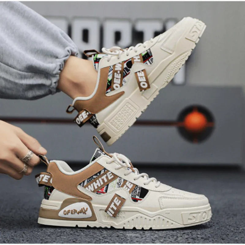 Tênis Masculino Casual Esportivo – Couro Premium | Skate, Corrida e Estilo Outdoor