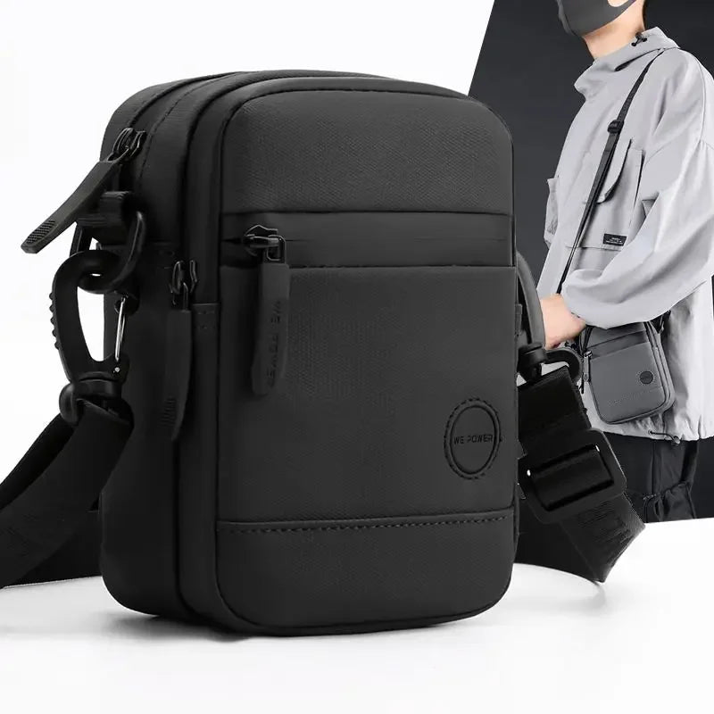 Bolsa Crossbody Masculina – Luxo Casual | Nylon, USB e Fones de Ouvido